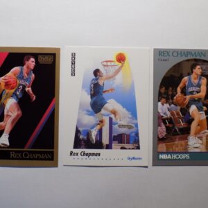 Three Chapman, Rex basketball cards are shown on a white surface.