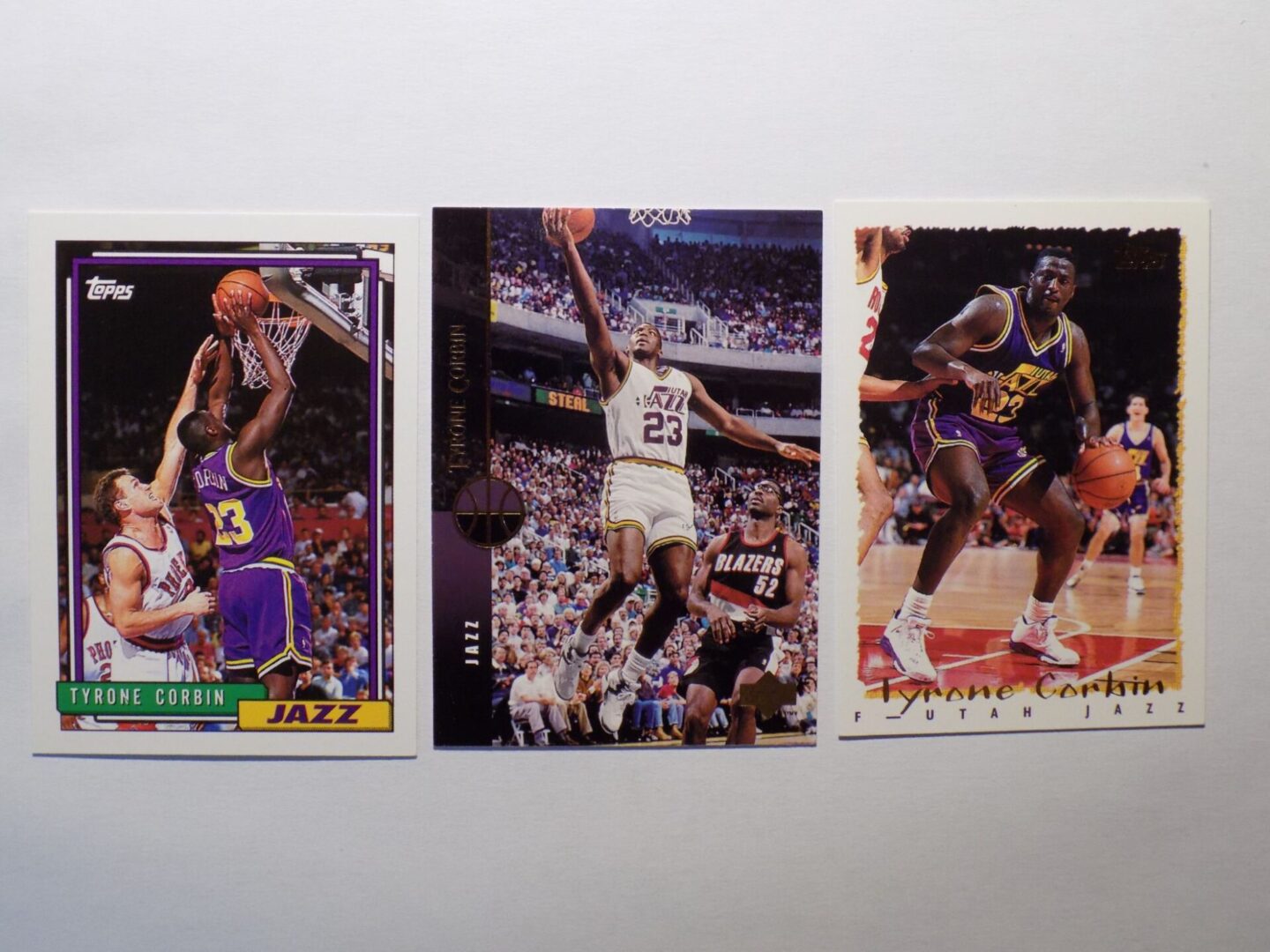 Three basketball cards with Corbin, Tyrone on them.