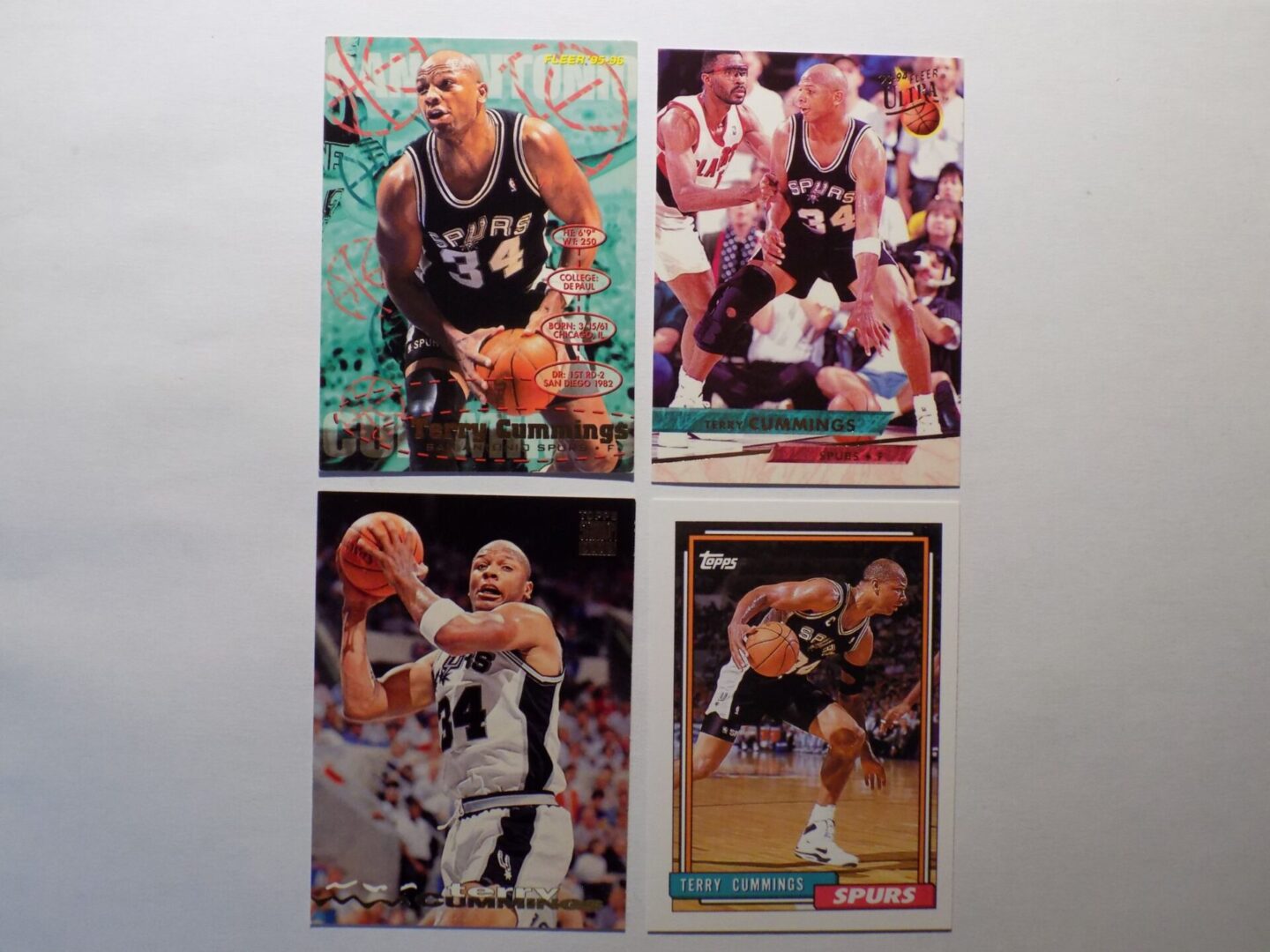 San Antonio Spurs basketball cards featuring Terry Cummings.