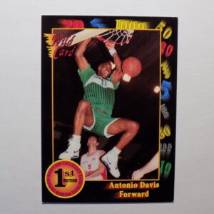 A Davis, Antonio card with an image of a man dunking a basketball.