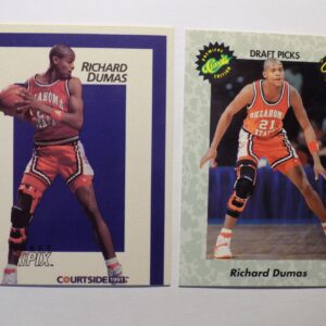 A pair of Dumas, Richard basketball cards with two players on them.