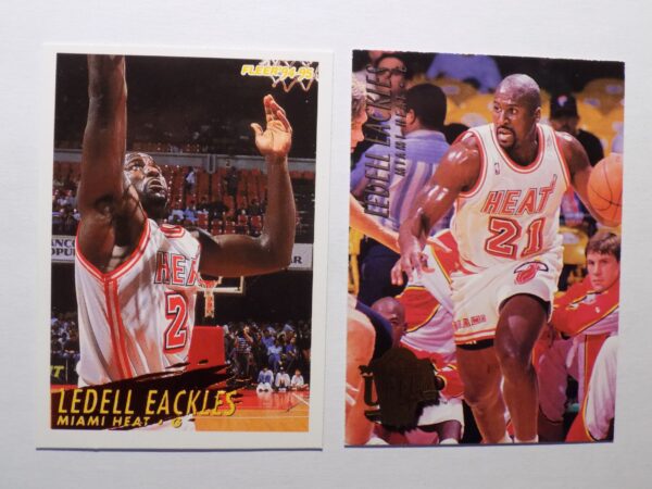 A pair of Eackles, Ledell cards with a picture of a player.