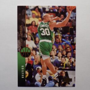 A basketball card with Edwards, Blue in a green uniform.