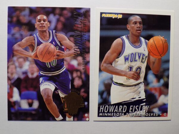 A pair of Eisley, Howard basketball cards with two players on them.