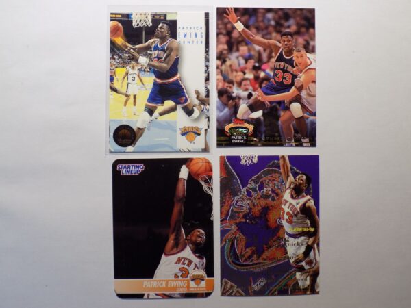 New york knicks nba trading cards set of 4 featuring Ewing, Patrick.