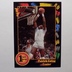 A Patrick Ewing basketball card with an image of a basketball player.