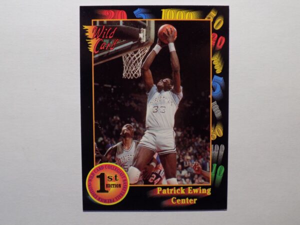 A Patrick Ewing basketball card with an image of a basketball player.