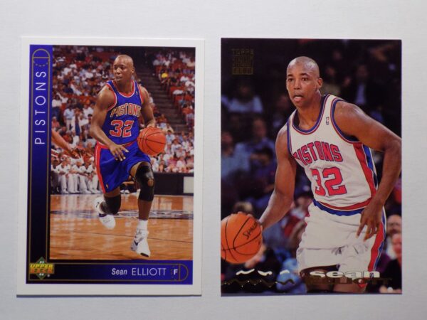 Philadelphia 76ers & Sean Elliott basketball cards.