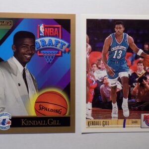 Two Gill, Kendall draft cards with a basketball player on them.