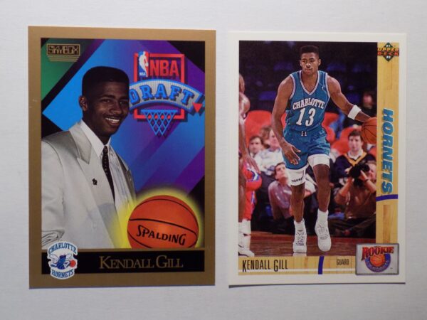 Two Gill, Kendall draft cards with a basketball player on them.