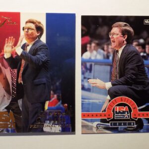 Two Gillen, Pete basketball cards with a man in a suit and a man in a suit.