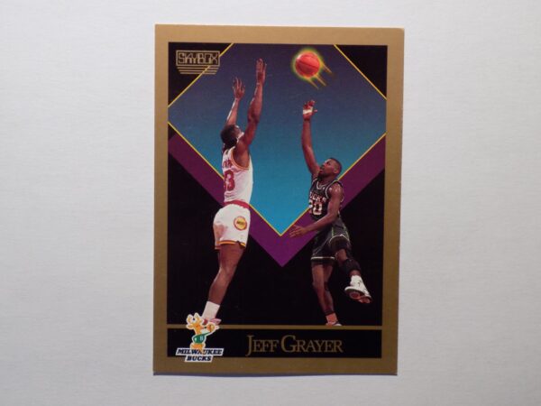 A Grayer, Jeff card with two men playing basketball.