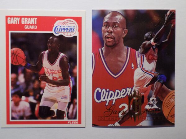 A pair of basketball cards with Gary Grant on them.