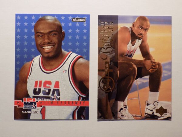 A pair of Hardaway, Tim basketball cards with a picture of a basketball player.