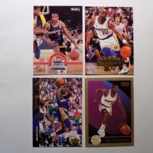 Four Hardaway, Tim basketball cards are shown on a white surface.