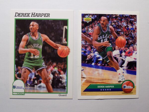 A pair of Harper, Derek basketball cards with two players on them.