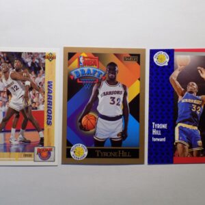 Three Hill, Tyrone basketball cards with different players on them.