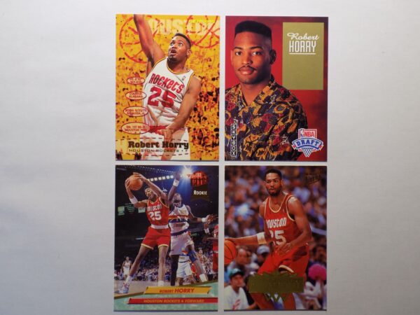 A set of basketball cards with a picture of NBA player Horry, Robert.