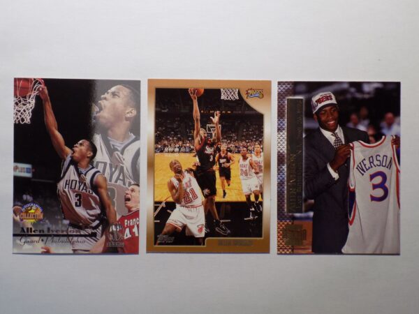 Three Allen Iverson basketball cards.