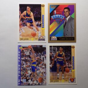 Three Jackson, Chris basketball cards with a basketball player on them.