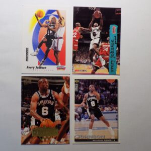 A group of Johnson, Avery basketball cards with different players on them.