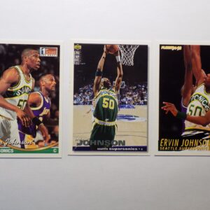 Three basketball cards with Johnson, Ervin on them.