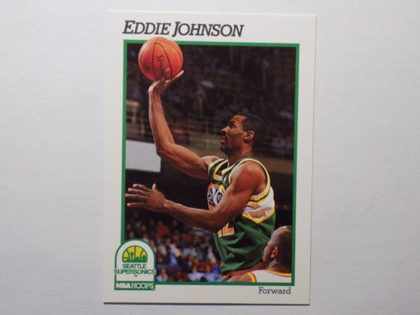 A basketball card with an image of Johnson, Eddie.