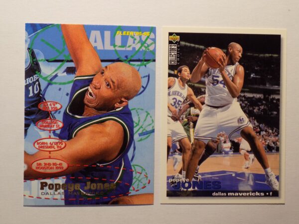 A pair of Popeye Jones basketball cards with a picture of Popeye Jones.