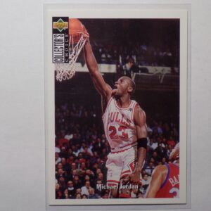 Michael Jordan basketball card on a white background.