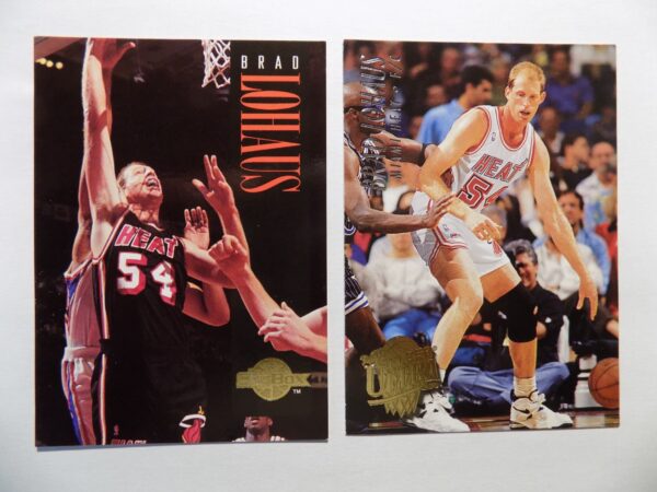 A pair of Lohaus, Brad basketball cards with two players on them.