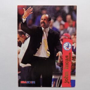 A Lucas card with a man in a suit waving.