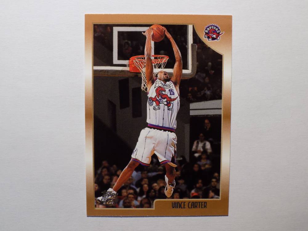 A Carter, Vince card with an image of a player dunking a basketball.