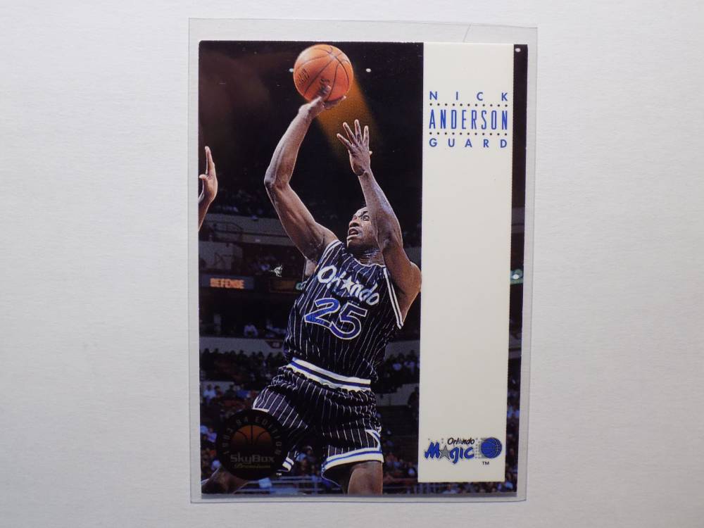 A basketball card with an image of Nick Anderson.