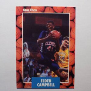 A basketball card with an image of Elden Campbell.