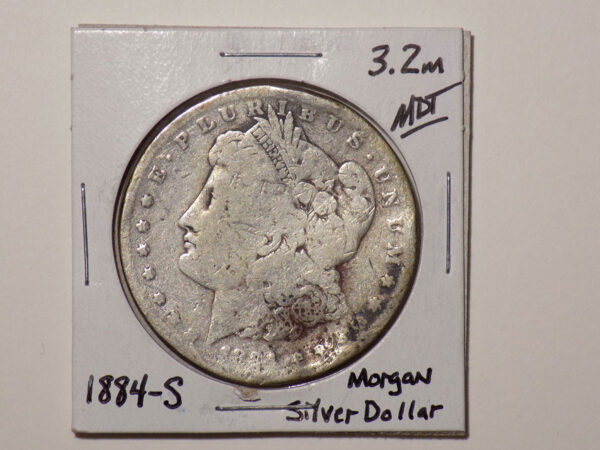 1884-S Morgan silver dollar coin.