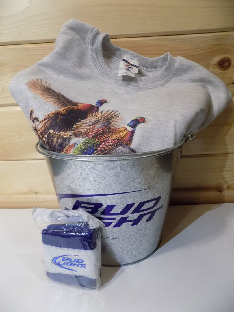 Bud Light Bucket, wrist bands, Pheasant