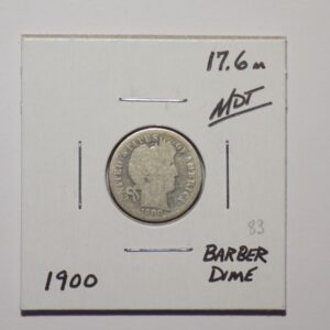 1900 Barber dime in holder.