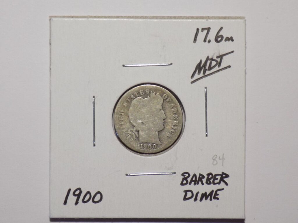 1900 Barber dime US coin.