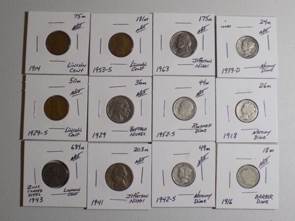 Collection of US coins from 1914 to 1943.