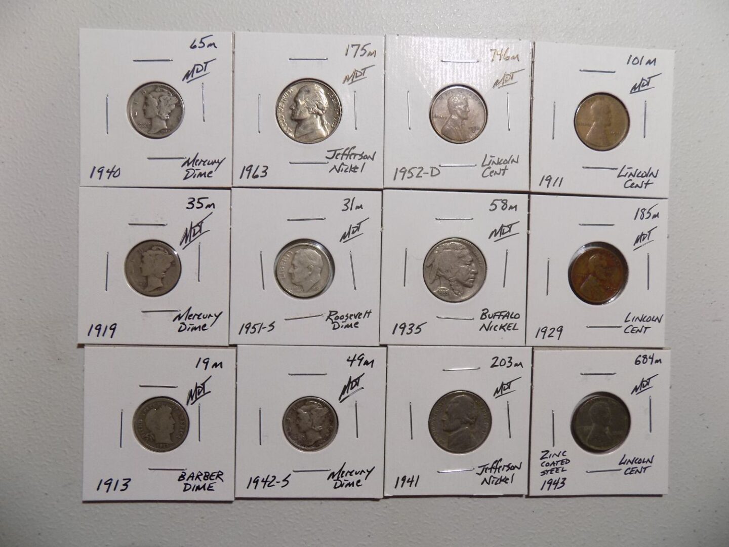 Collection of US coins from 1911 to 1952-D.