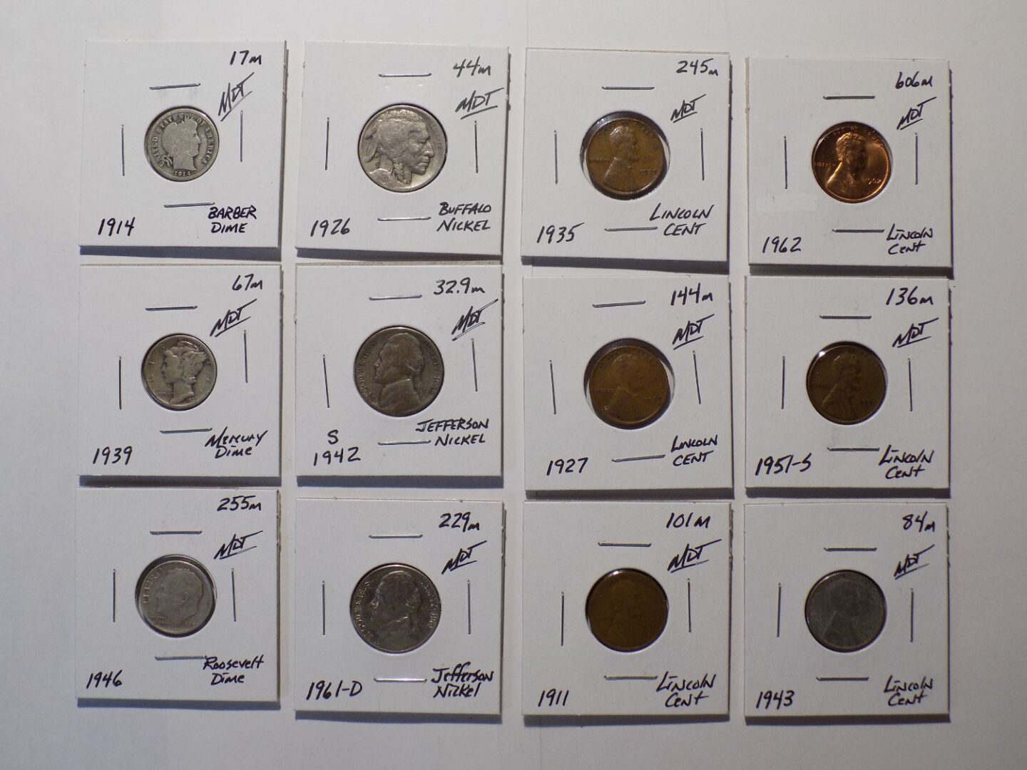 US coins from 1911 to 1962.