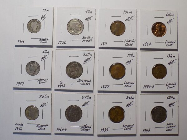 Collection of US coins from 1911 to 1946.