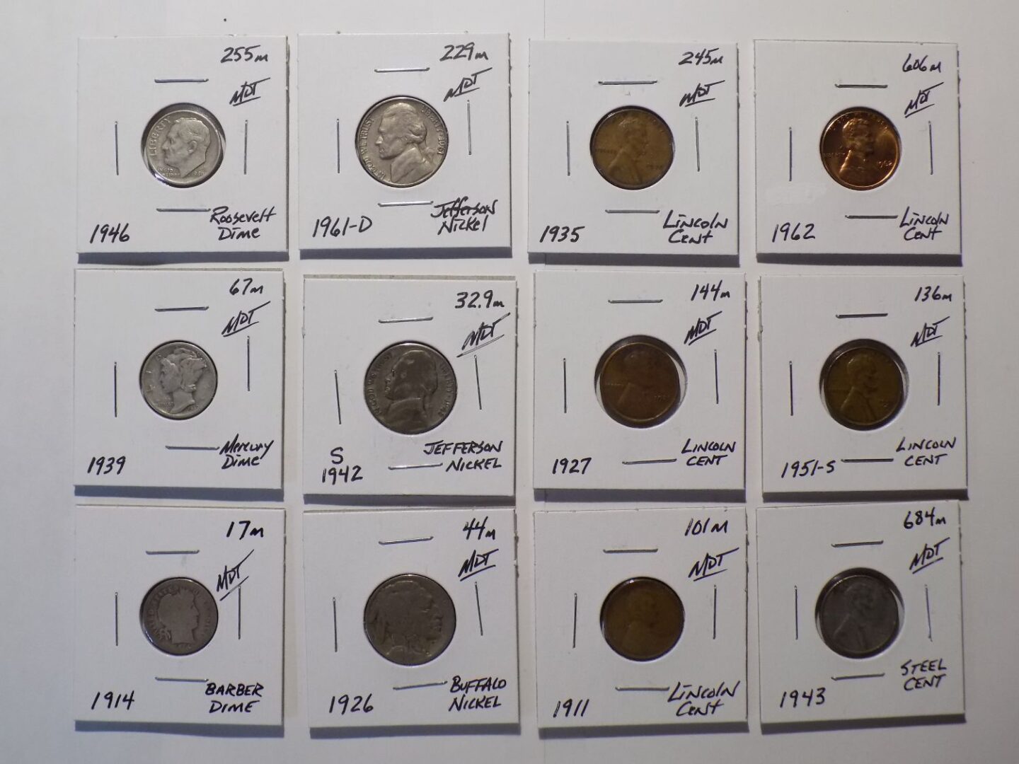 Collection of US coins from 1911 to 1962.