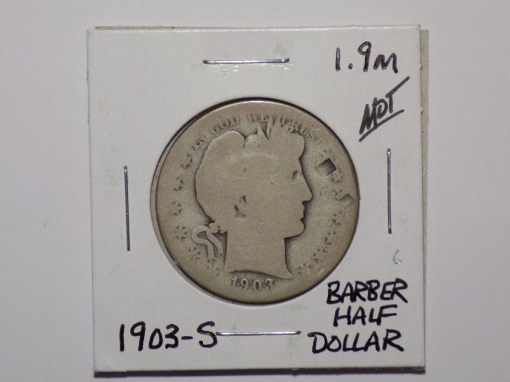 1903-S Barber half dollar coin.