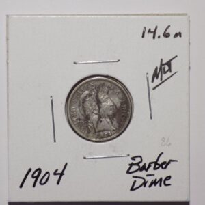 1904 Barber dime coin obverse.