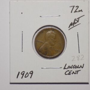 1909 Lincoln one cent coin.