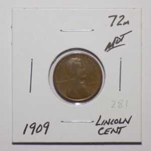 1909 Lincoln cent copper coin.