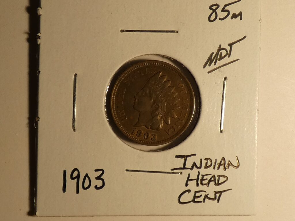 1903 Indian Head one cent coin.