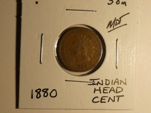 1880 Indian Head one cent coin.