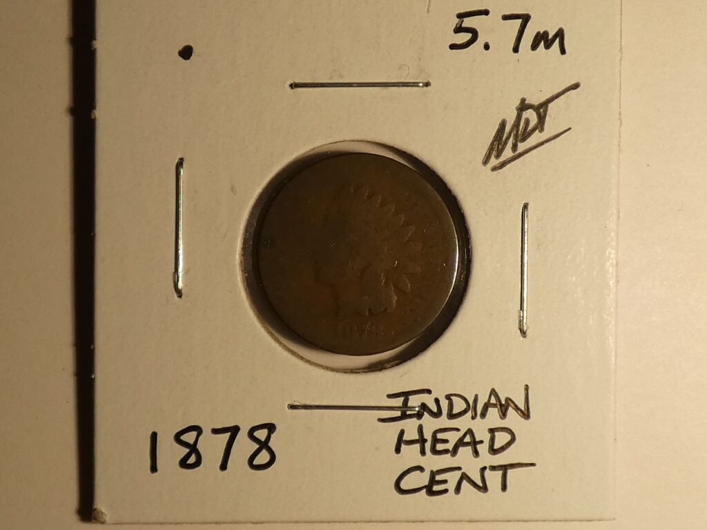 1878 Indian Head one cent coin.